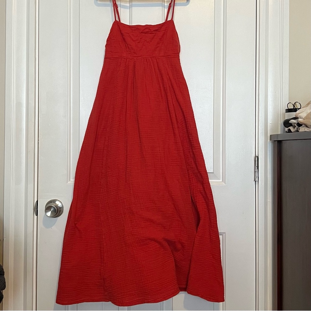 XS Petite Abercrombie & Fitch Red Empire Waist Midi Dress